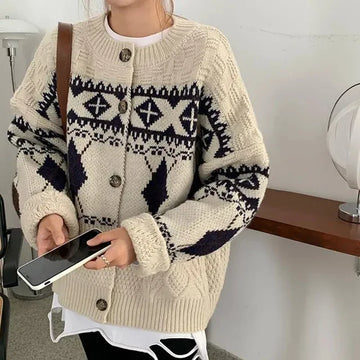 Trendy Koreanisches Patchwork-Cardigan Sweatshirt | Stilvoller und Bequemer Herbstlook