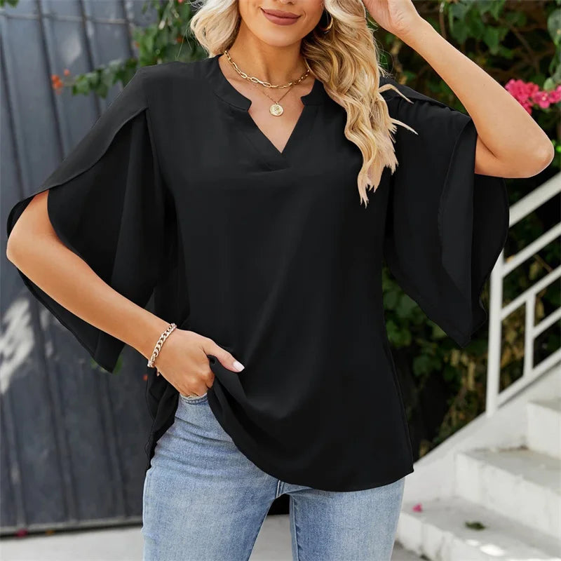 Sommer camicetta in chiffon | Camicetta leggera e elegante da donna per l'estate