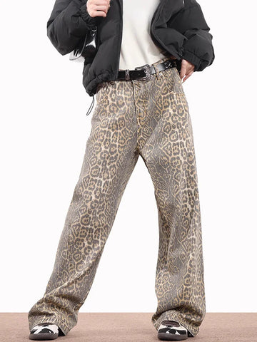 Jeans alla moda con stampa leopardata per donna | Jeans comodi e alla moda