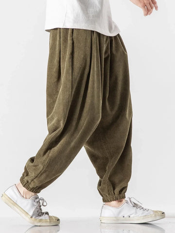 Pantalon de jogging sarouel en velours côtelé confortable | Style et liberté pour hommes