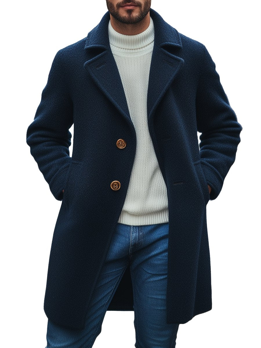 Retro ležérna pánska bunda z vlny s dvoma gombíkmi - nadčasový štýl