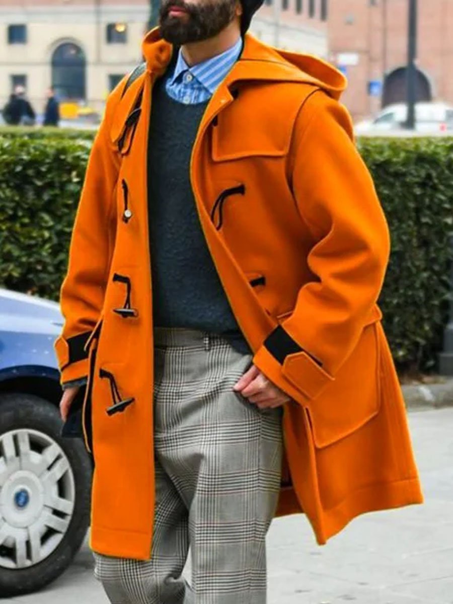 Módna kontrastná kapucňová bunda s vreckom a dlhými rukávmi - módna a praktická