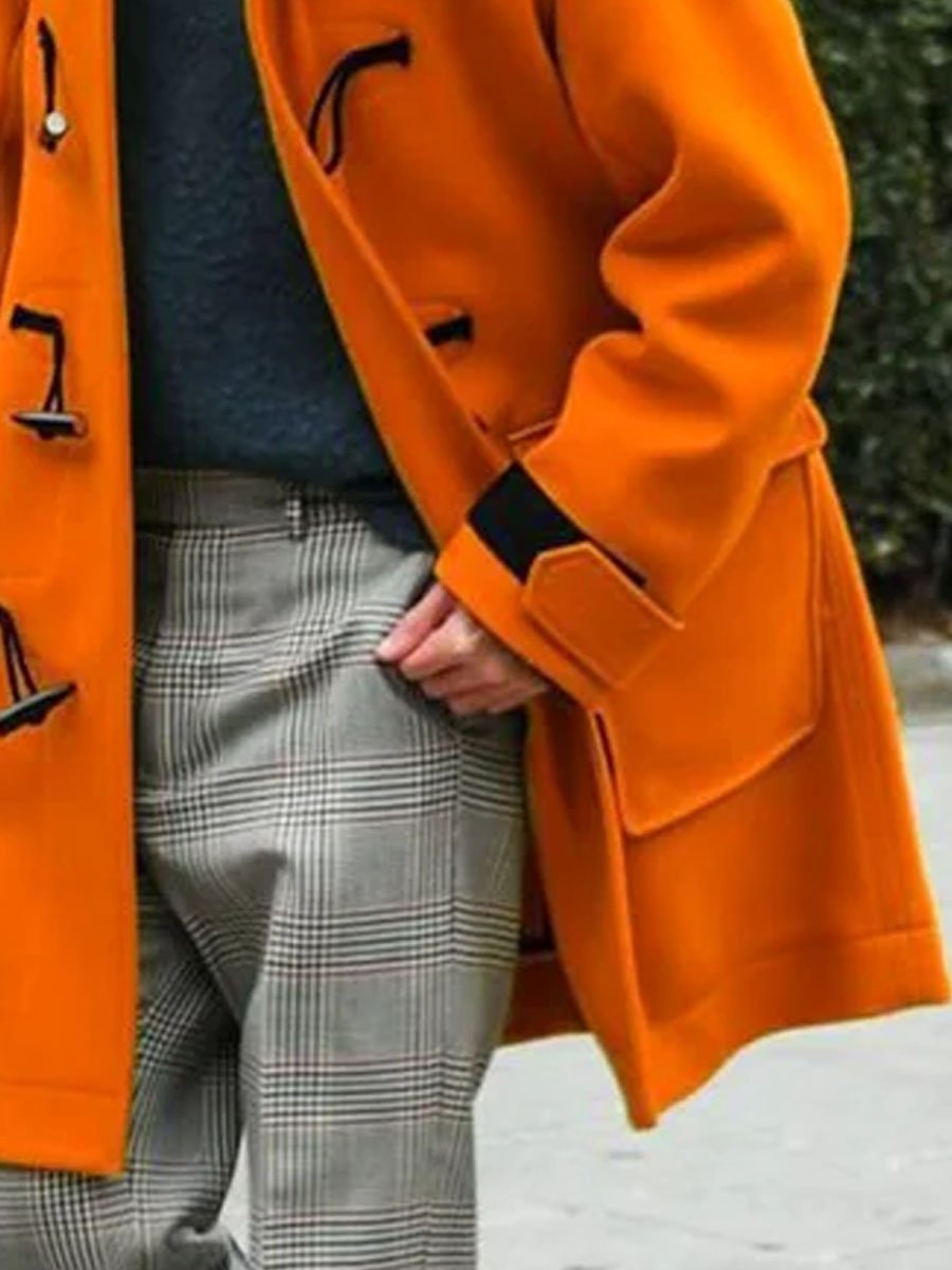 Módna kontrastná kapucňová bunda s vreckom a dlhými rukávmi - módna a praktická