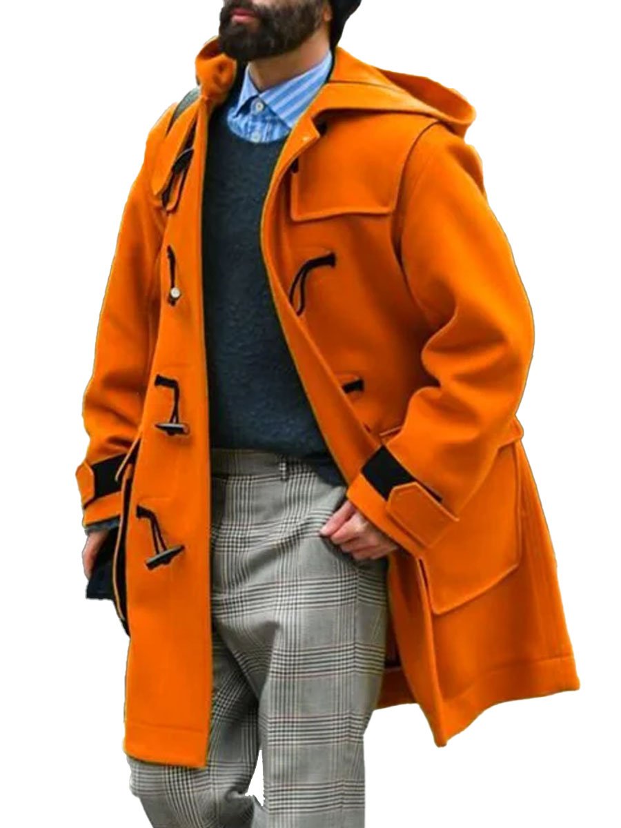 Módna kontrastná kapucňová bunda s vreckom a dlhými rukávmi - módna a praktická