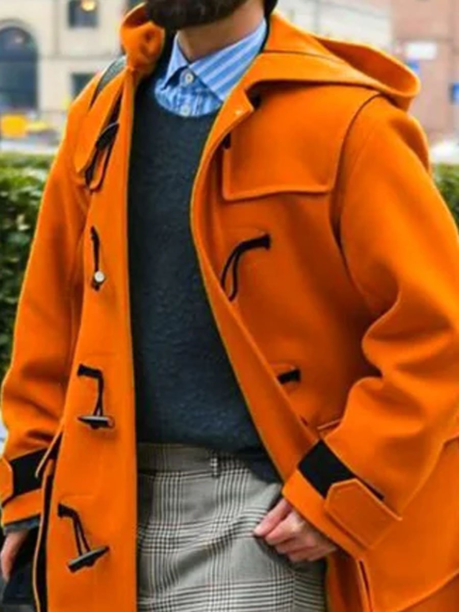 Módna kontrastná kapucňová bunda s vreckom a dlhými rukávmi - módna a praktická