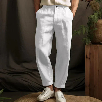 Pantaloni di lino dritti e ariosi da uomo con vestibilità comoda – Lennox