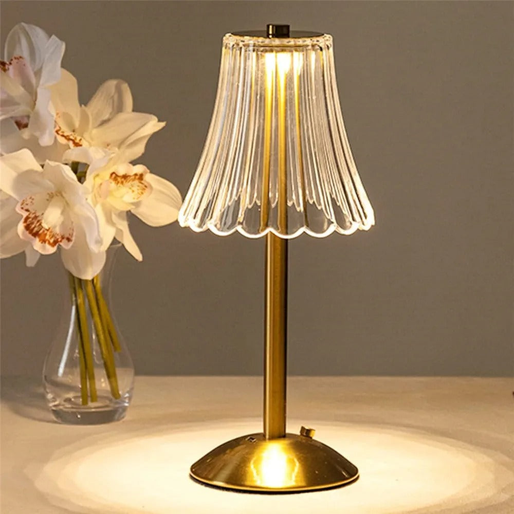 Nabíjateľná kryštálová stolná lampa - šetrná k očiam a stmievateľná