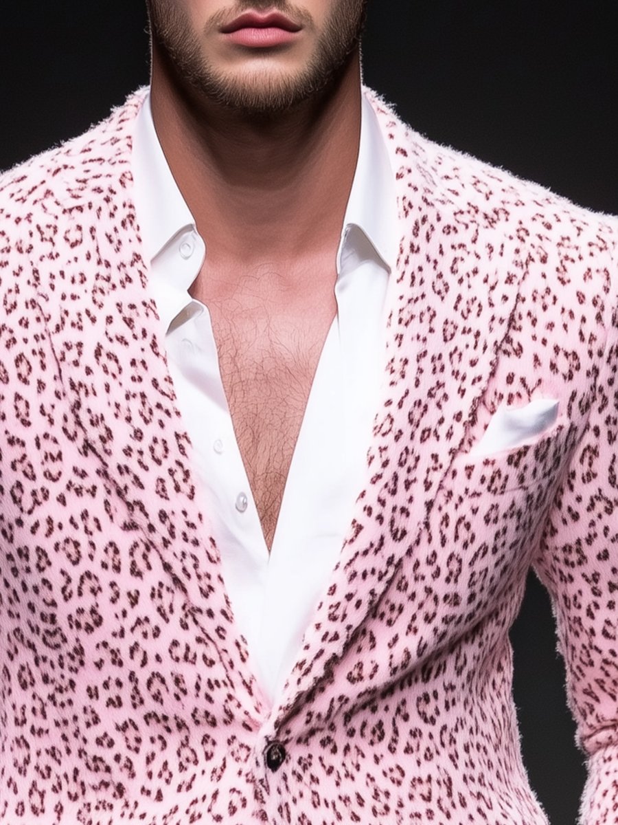 Pletený sveter s leopardím vzorom a viacerými vreckami - cool a štýlový