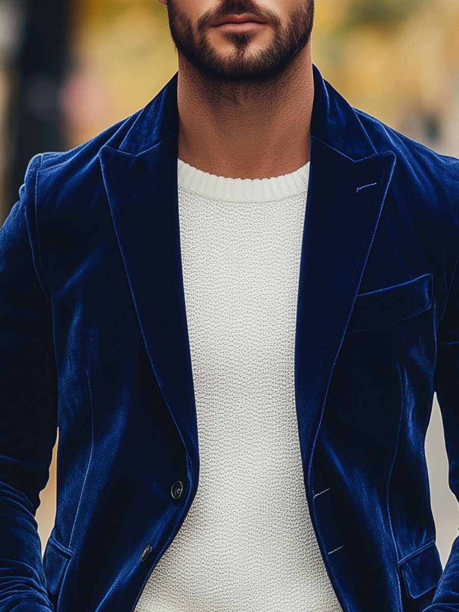 Elegantné a štýlové vintage zamatové sako s jedným gombíkom