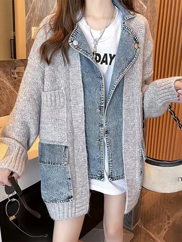 Gina Splicing Denim Jacket