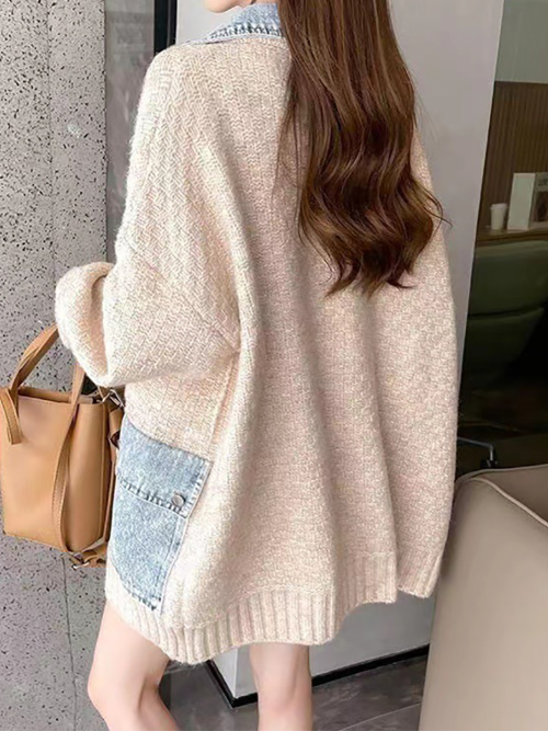 Gina šitá rifľová bunda | Trendová a pohodlná kombinácia svetra a riflí