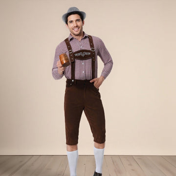 Bergfest – Herrenkostüm mit Hemd, Hosenträgern & Trachtenhut – Oktoberfest Look
