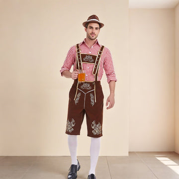 Heimatbursch – Herrenkostüm-Set mit bestickter Lederhose & kariertem Hemd
