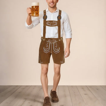 Berggeist – Bayerische Lederhose Braun mit Stickerei – Oktoberfest Herren