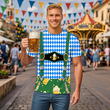 Trachtenwitz – Herren-T-Shirt mit Lederhosen-Grafik – Dein humorvoller Wiesn-Look