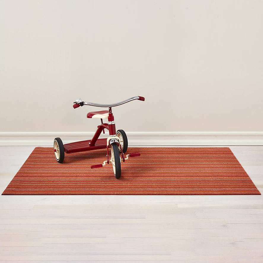 Tapis shag à rayures fines pour intérieur/extérieur