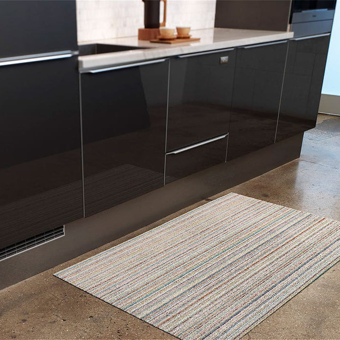 Tapis shag à rayures fines pour intérieur/extérieur