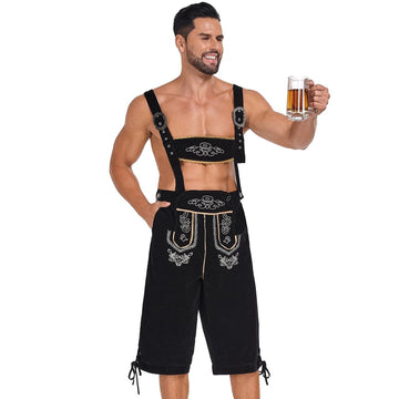 Bergkönig – Herren-Lederhose mit Stickerei & Hosenträgern – Oktoberfest Look