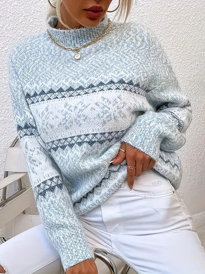 Tia - Maglione a mezza dolcevita stampato natalizio per un look festivo
