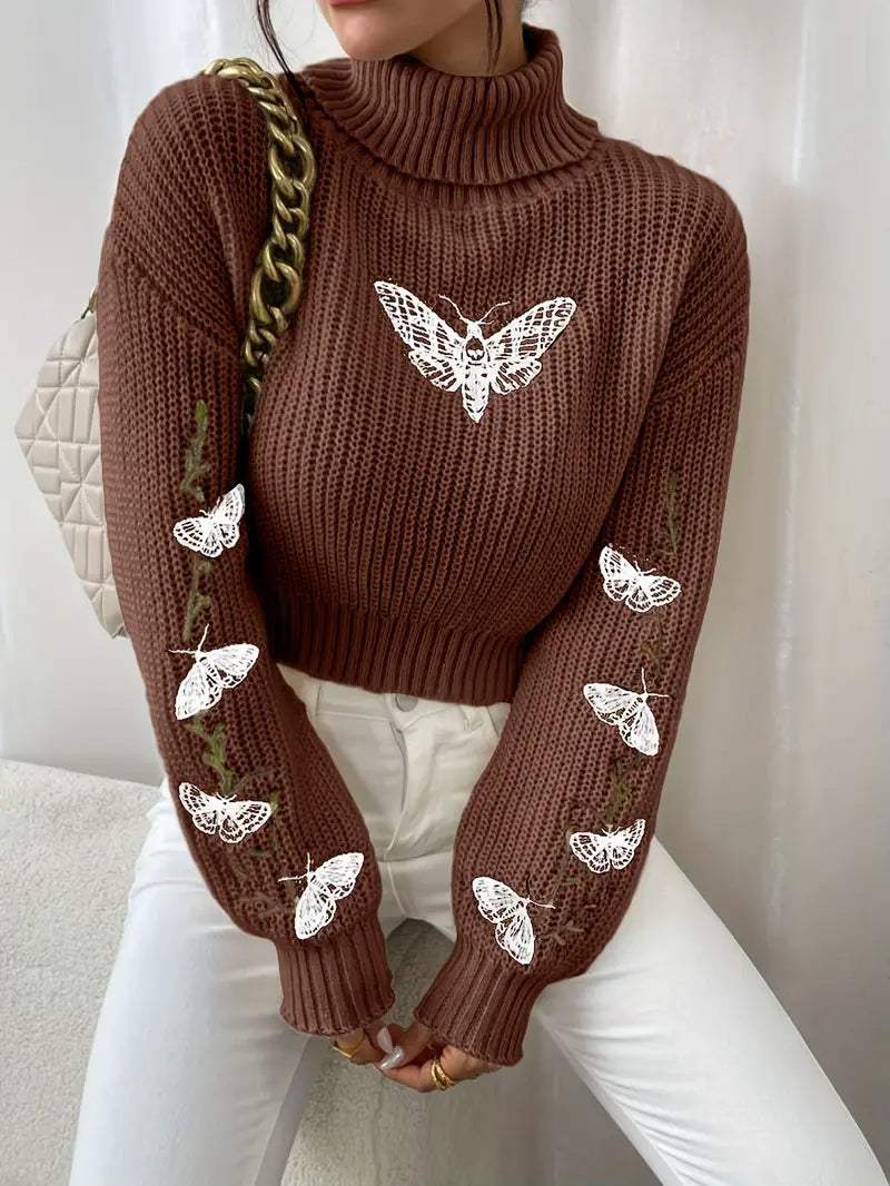 Maglione Seri con motivo a farfalle e collo alto | Moda elegante da donna