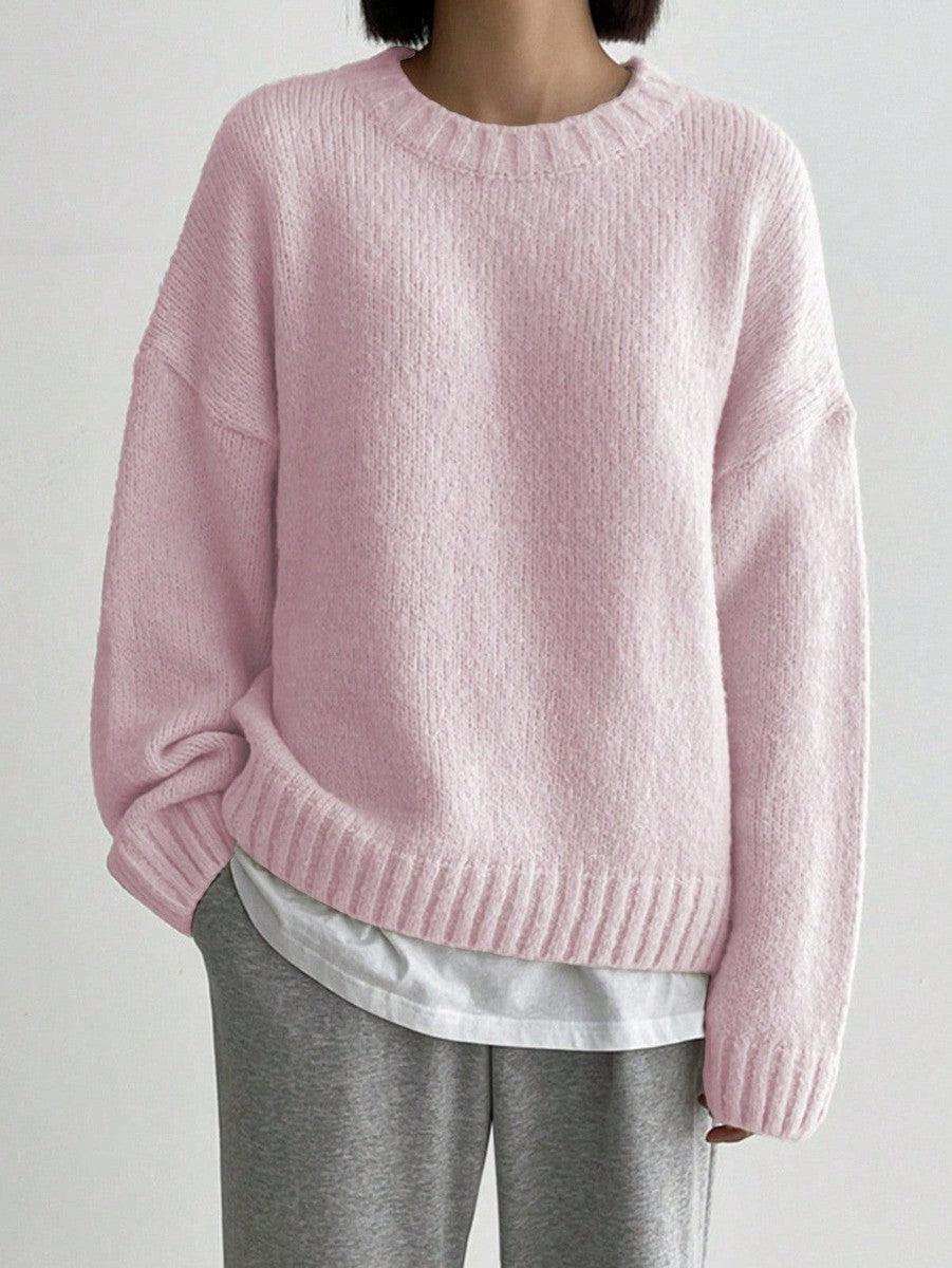 Schicker rosa einfarbiger Pullover - Jasina