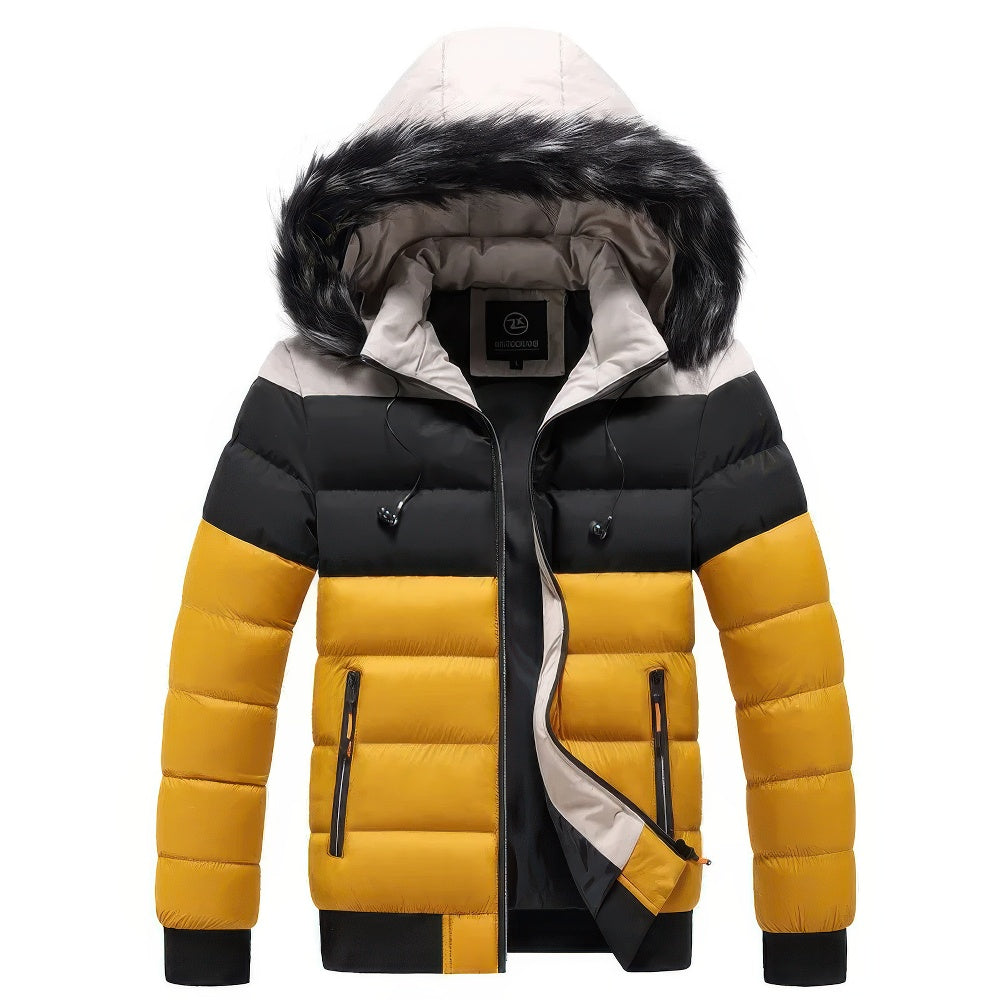 Parker cappotto invernale con collo in pelliccia per uomo - lusso e calore