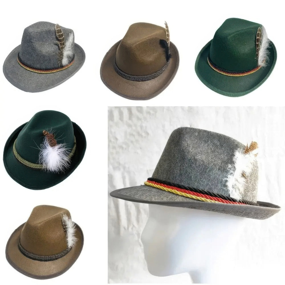 Devako Oktoberfesthut - Klassisches Design mit bunten Federn für festliches Flair