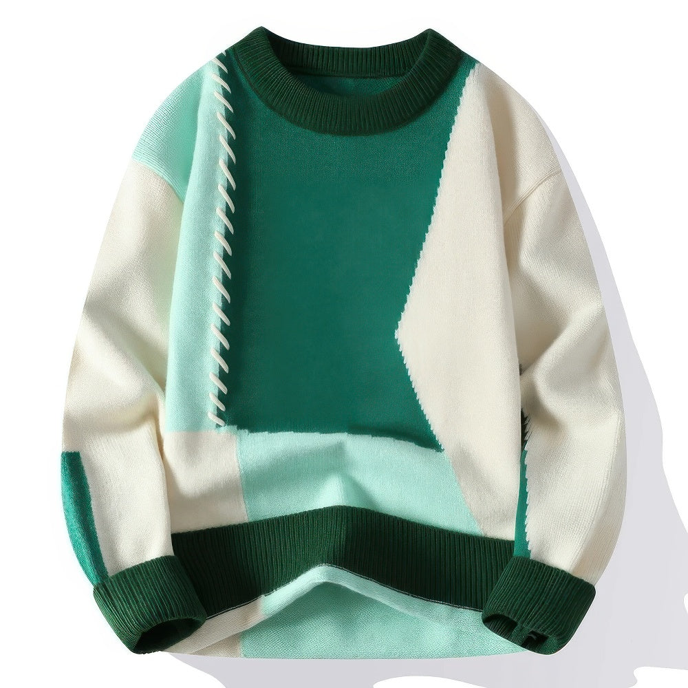 Maglione a collo alto da uomo patchwork - Articoli di moda unici e comodi