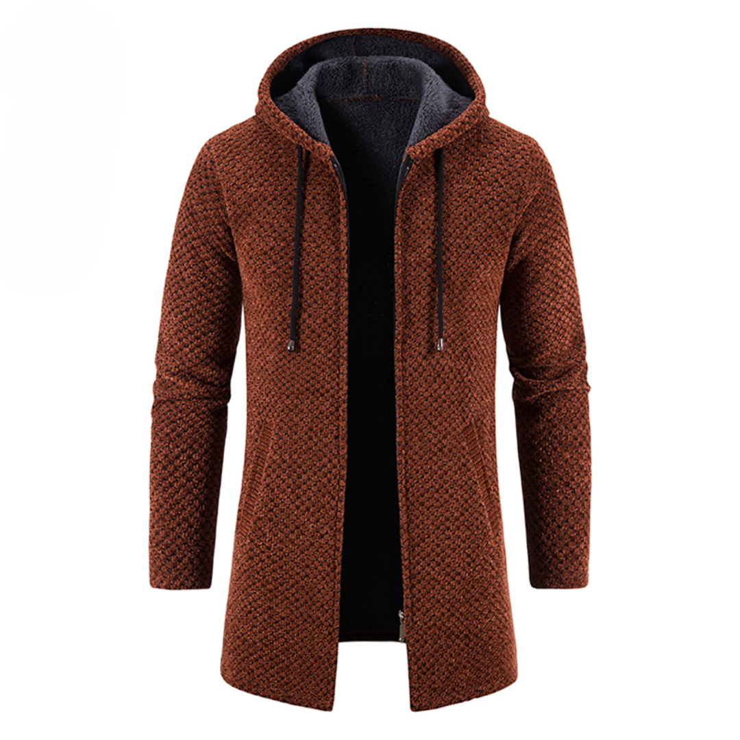 Stylische lange Strickjacke mit Kapuze für Männer - Pablo
