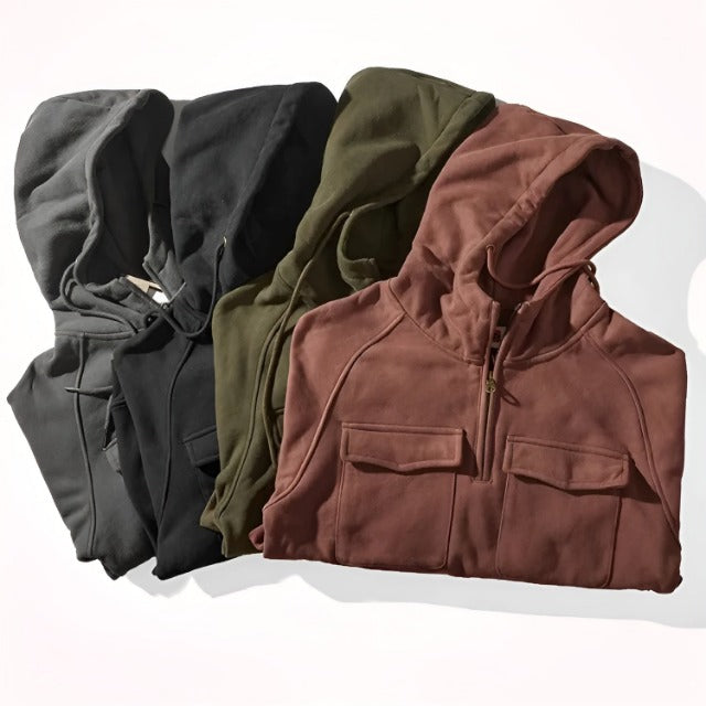Arden – Felpa invernale da uomo con fodera in pile e cappuccio regolabile