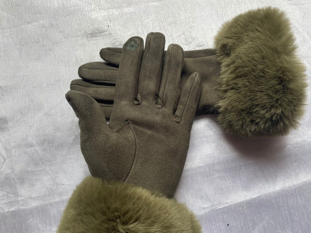 Wildlederhandschuhe mit Kunstpelz - VelvetGlam