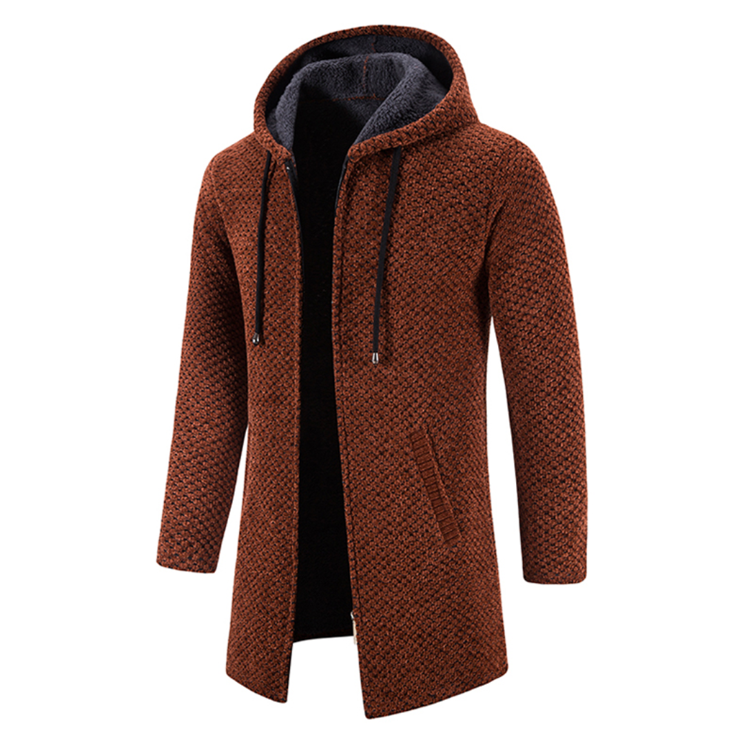 Stylische lange Strickjacke mit Kapuze für Männer - Pablo