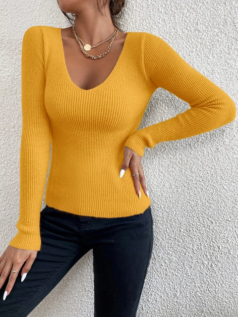 Damen Strickpullover mit V-Ausschnitt - Duffy