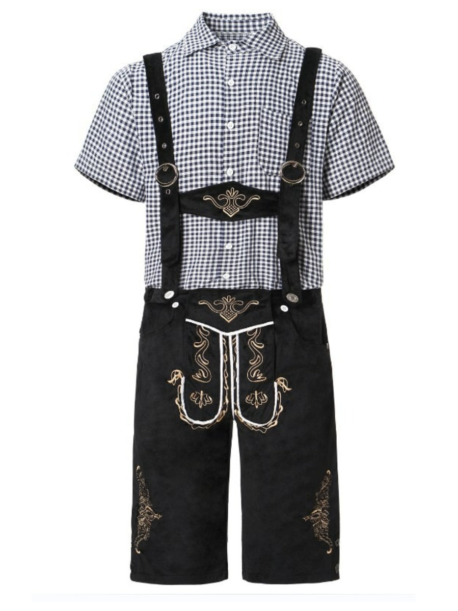 Alpenkraft – Lederhosen-Shorts Wildlederoptik mit Stickerei – Oktoberfest Herren