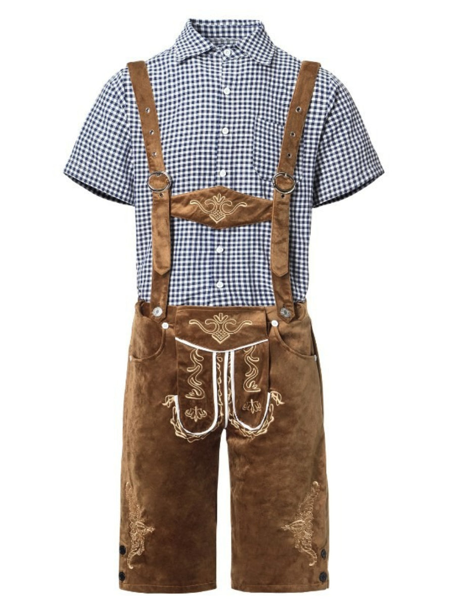 Alpenkraft – Lederhosen-Shorts Wildlederoptik mit Stickerei – Oktoberfest Herren