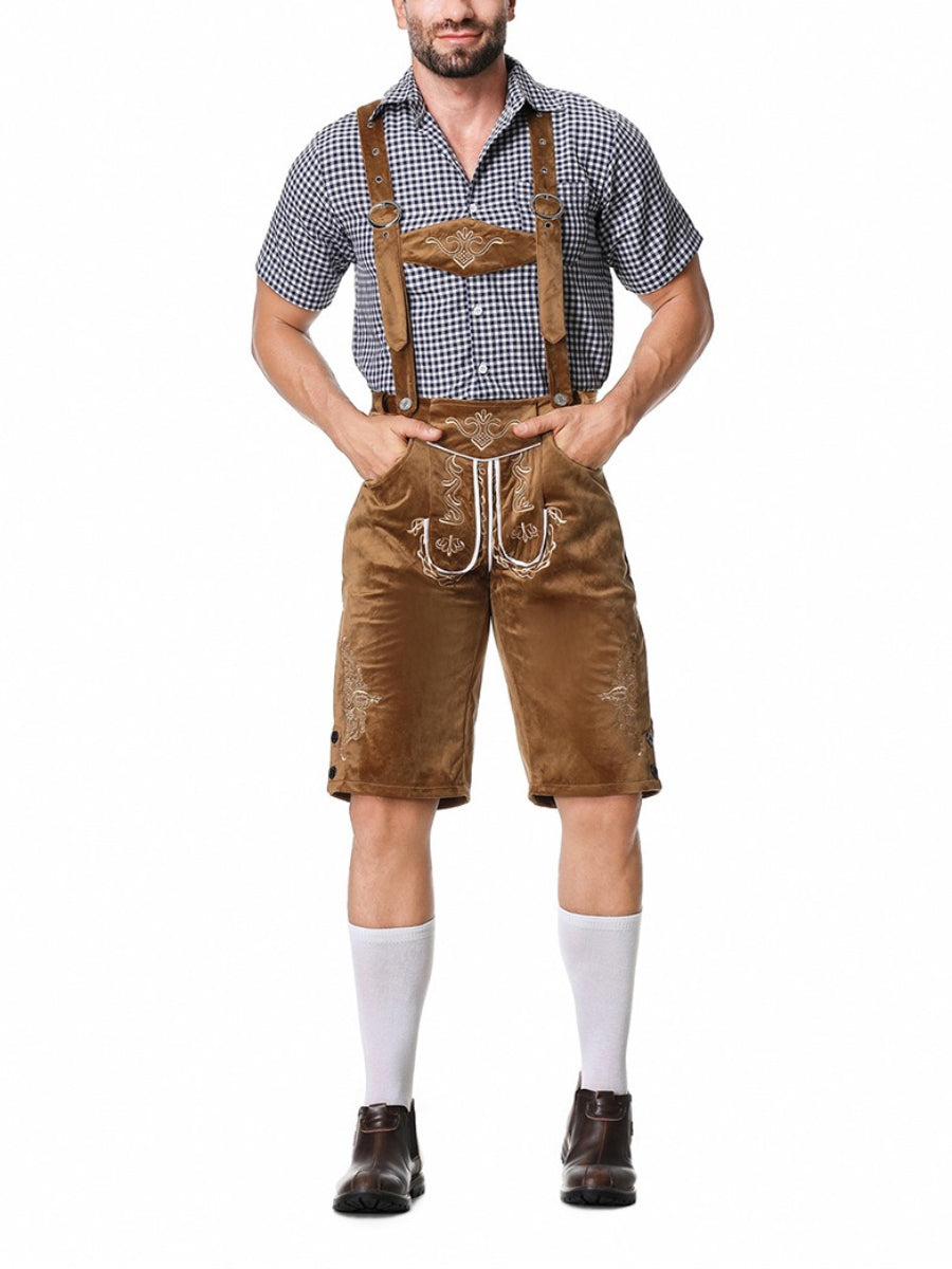 Alpenkraft – Lederhosen-Shorts Wildlederoptik mit Stickerei – Oktoberfest Herren