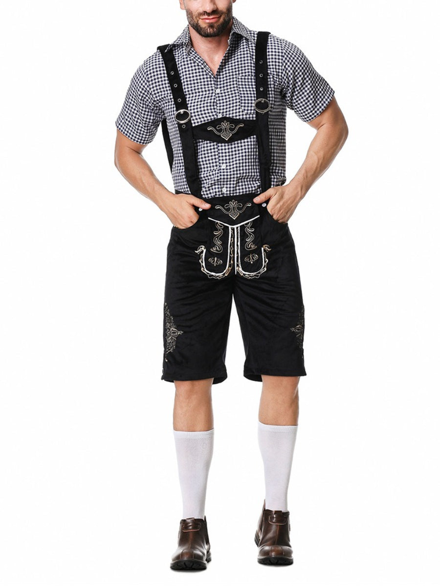 Alpenkraft – Lederhosen-Shorts Wildlederoptik mit Stickerei – Oktoberfest Herren