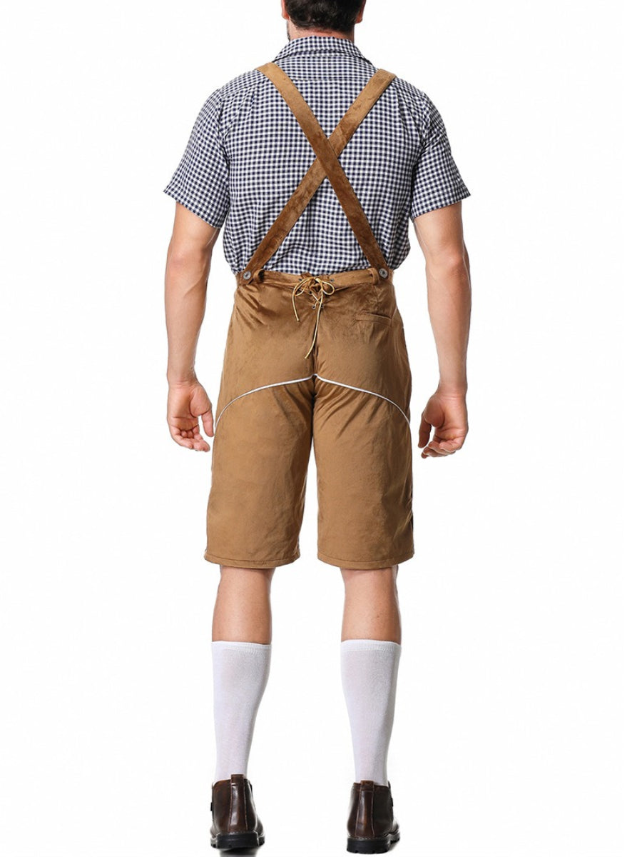 Alpenkraft – Lederhosen-Shorts Wildlederoptik mit Stickerei – Oktoberfest Herren