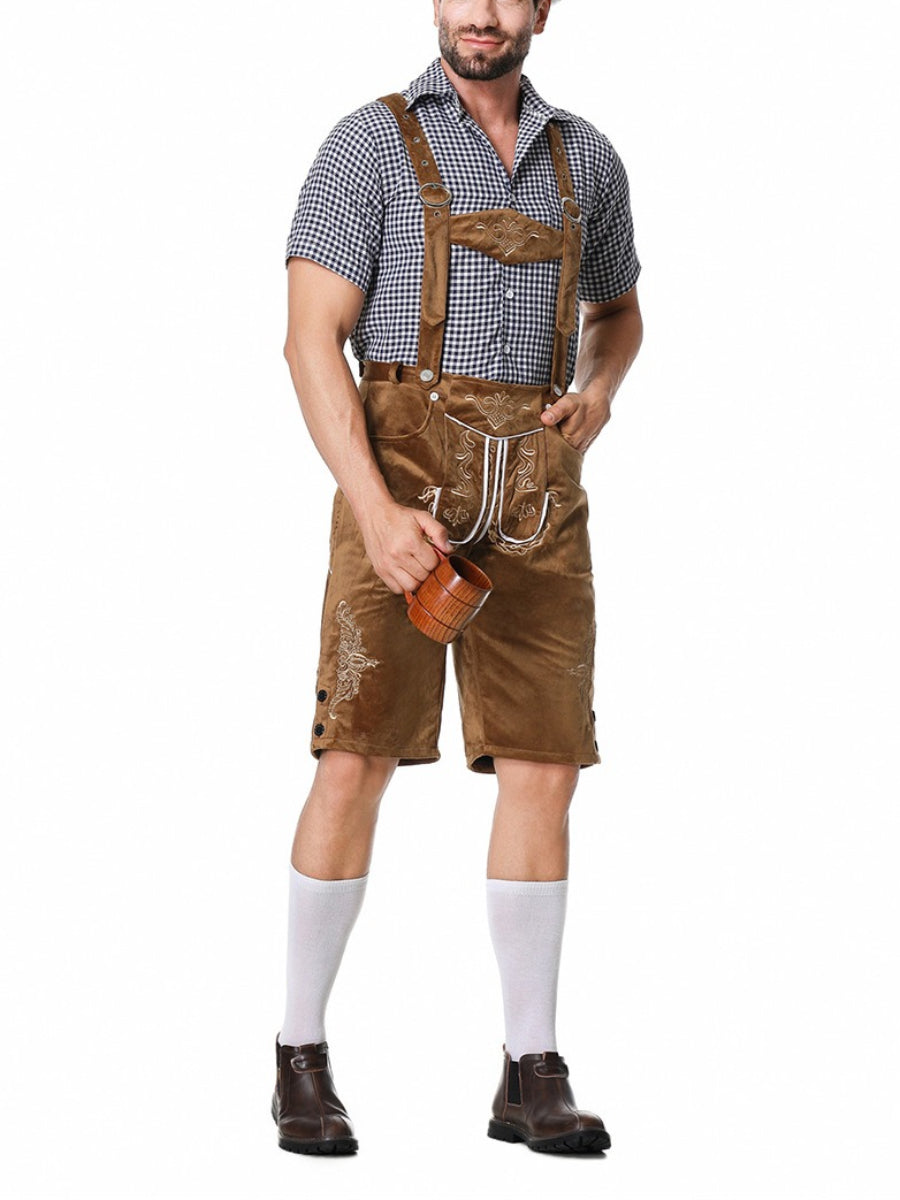 Alpenkraft – Lederhosen-Shorts Wildlederoptik mit Stickerei – Oktoberfest Herren