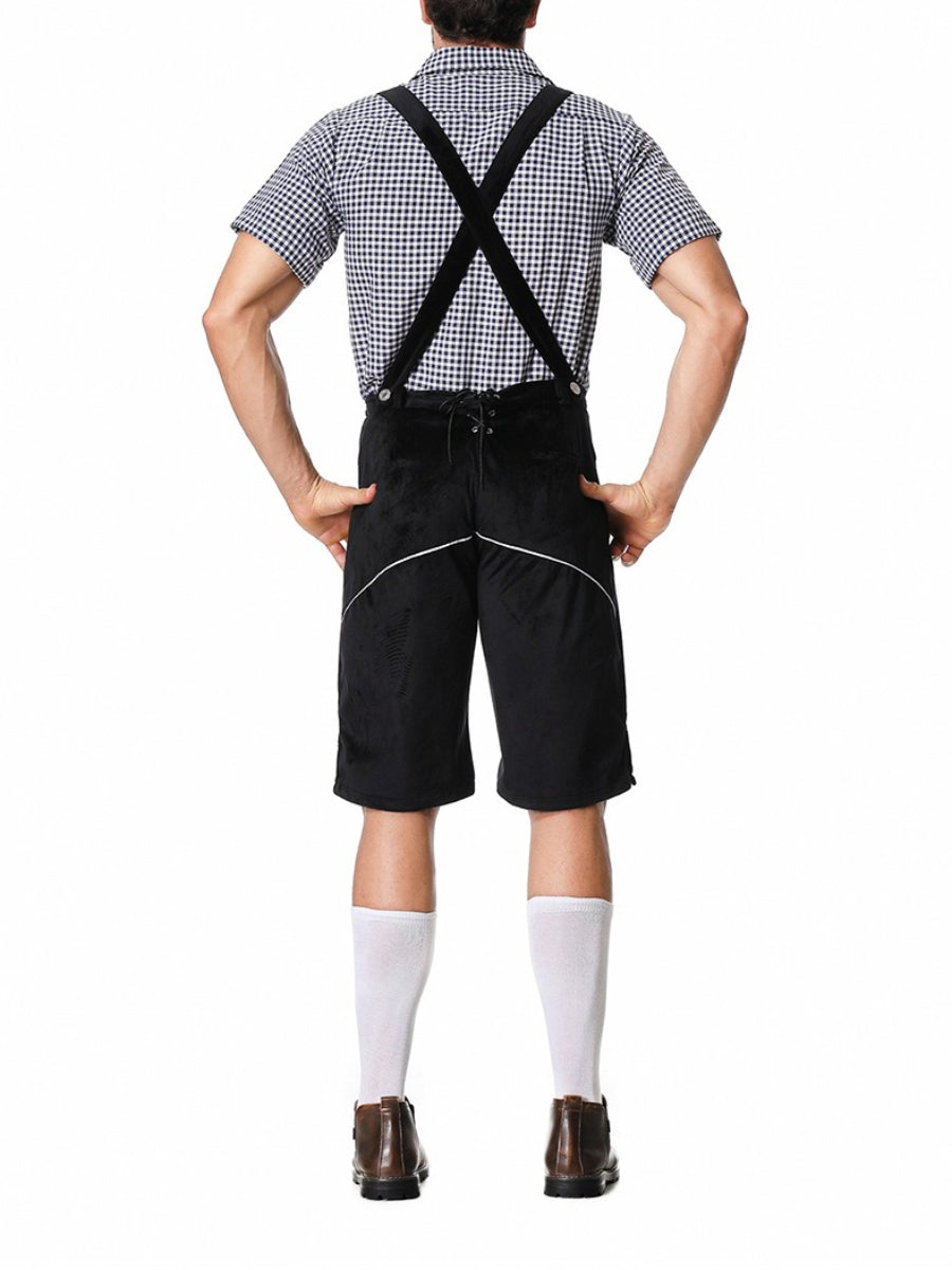 Alpenkraft – Lederhosen-Shorts Wildlederoptik mit Stickerei – Oktoberfest Herren