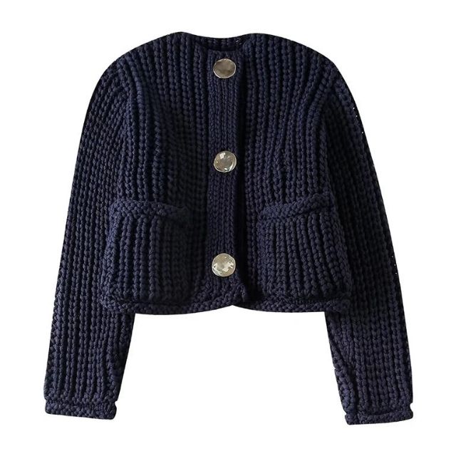 Grob gestrickte Strickjacke mit großen Knöpfen - Allison