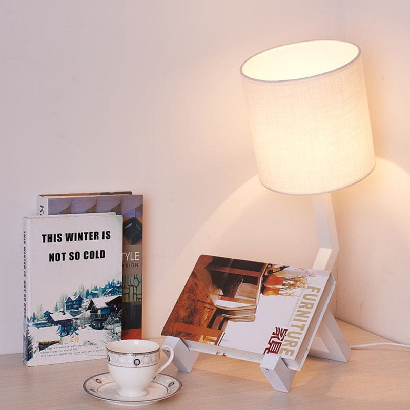 NordicLight - Skandinavische Tischleuchte mit integriertem Bücherregal