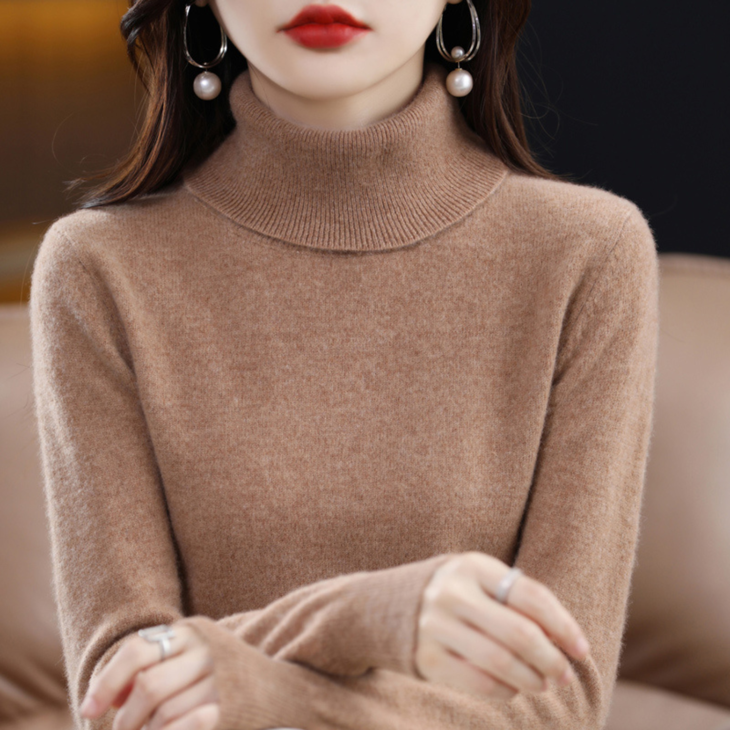 Elena Kaschmir rullekravepullover – luksuriøs, varm & stilfuld