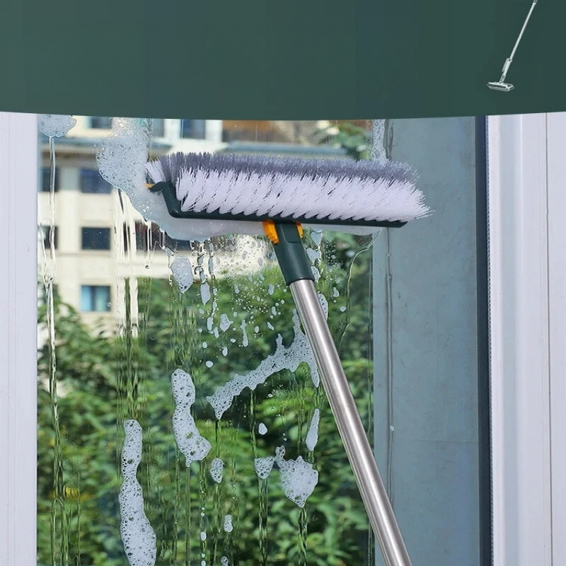 DualClean - Rotierende Bürste mit langem Stiel 2-in-1 für Böden und Fenster