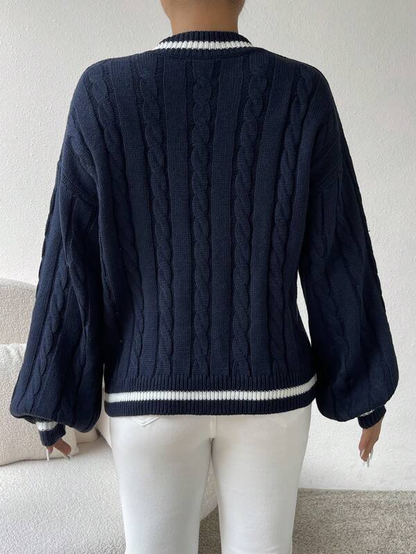 Ywenna pullover | afslappet stribet fletstrikket pullover til kølige dage