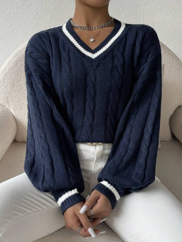 Ywenna pullover | afslappet stribet fletstrikket pullover til kølige dage