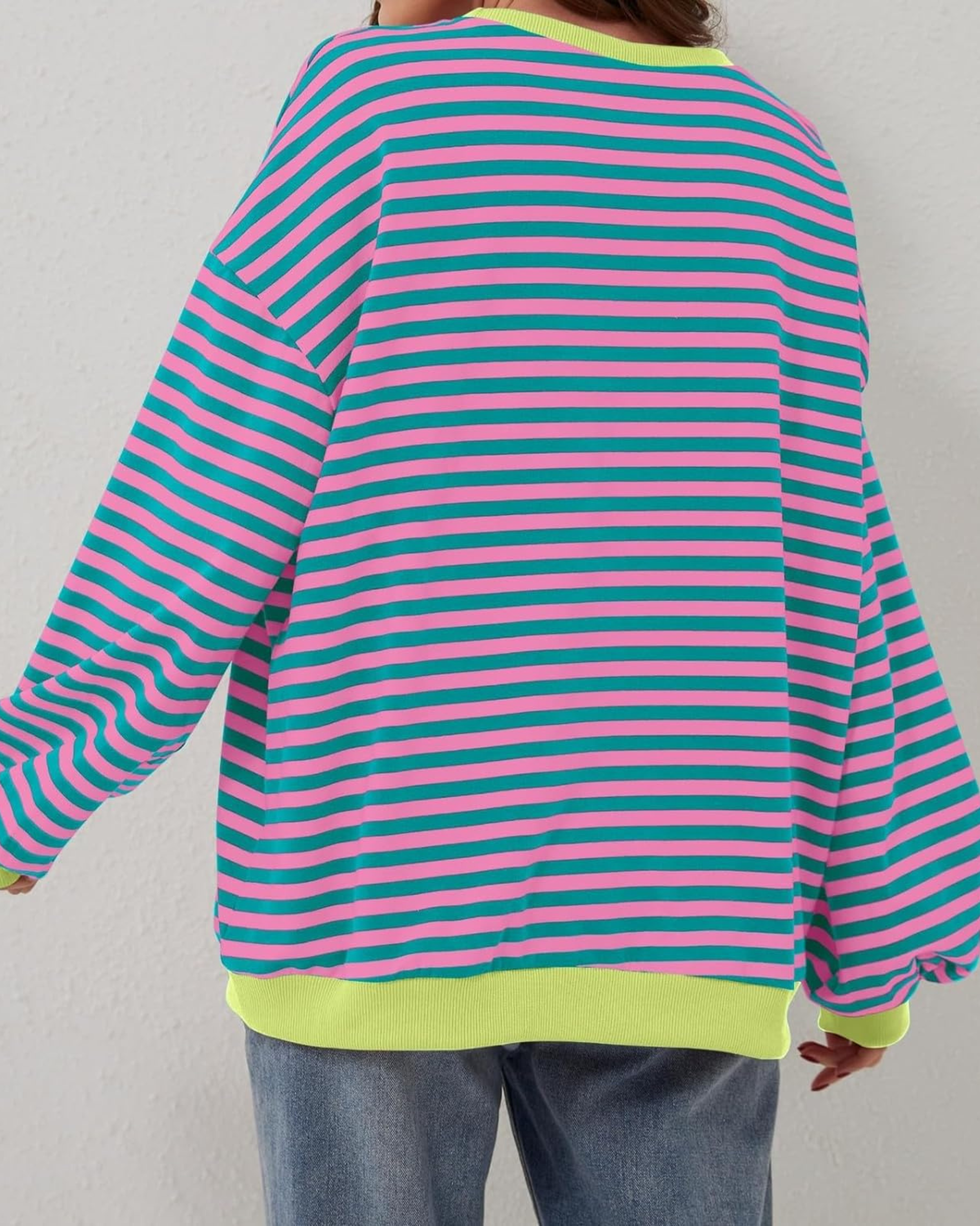 Devako Lua - Langærmet stribet sweatshirt i plusstørrelse