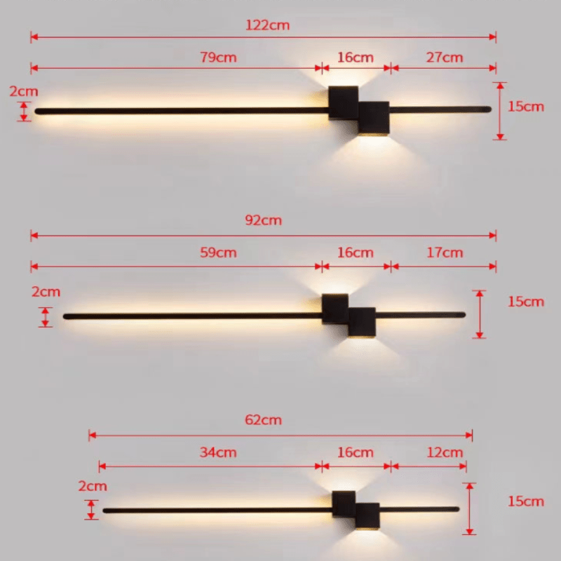 Lampada da parete a LED – Design lineare snello con illuminazione indiretta soffusa e lavorazione robusta in metallo