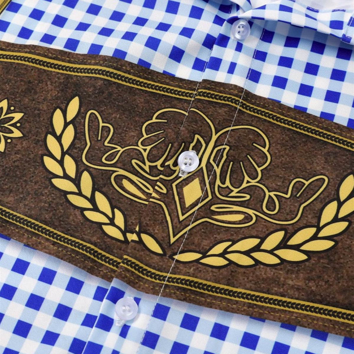 GaudiBursch – T-Shirt mit kariertem Hemd- & Lederhosen-Print – Dein Wiesn-Hit