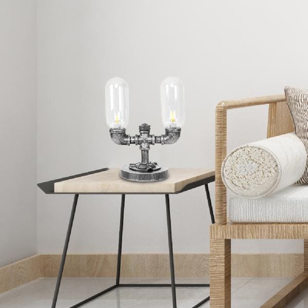 GlowAmber - lampada da tavolo in vetro trasparente con paralume